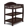 Modern Dark Brown Wooden Changing Table with Safety Rail Pad and Strap