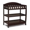 Modern Dark Brown Wooden Changing Table with Safety Rail Pad and Strap