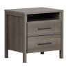 Modern Grey 2 Drawer Nightstand