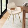 Set of 2 Modern Ivory Velvet Upholstered Dining Chair with Gold Metal Legs