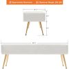 Modern Bench Ottoman with White Ivory PU Leather Seat and Gold Metal Legs