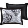 King/California King 4-Piece Black White Damask Comforter Set with Accent Pillow