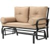 Patio Rocking Loveseat with Tan Khaki Cushions