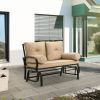 Patio Rocking Loveseat with Tan Khaki Cushions