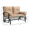 Patio Rocking Loveseat with Tan Khaki Cushions