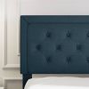 King Adjustable Height Platform Bed Frame with Blue Upholstered Headboard