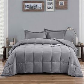 King Size Grey 3 Piece Microfiber Reversible Comforter Set