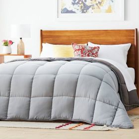 King Size Plush Light/Dark Grey Reversible Polyester Down Alternative Comforter