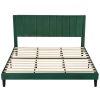 King size Green Velvet Upholstered Platform Bed Frame with Headboard