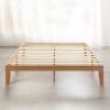 King size Solid Wood Platform Bed Frame in Natural Wooden Finish