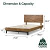 King Solid Wood Modern Platform Bed Frame with Adjustable Height Headboard