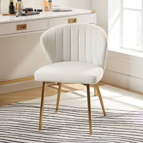 Ivory White Wingback Accent Side Chair with Gold Metal Legs