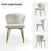 Ivory White Wingback Accent Side Chair with Gold Metal Legs