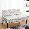 Modern Loveseat Sofa with Off-White Cursive Pattern Upholstery