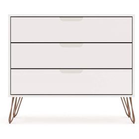 Modern Scandinavian Style Bedroom 3-Drawer Dresser in White