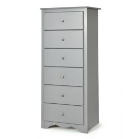 Modern Grey 6 Drawer Tall Wood Dresser