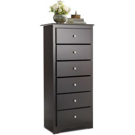 Modern Espresso 6 Drawer Tall Wood Dresser