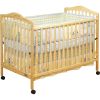 Farmhouse Natural Wood Crib with Locking Caster Wheels