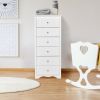 Modern White 6 Drawer Tall Wood Dresser