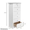 Modern White 6 Drawer Tall Wood Dresser