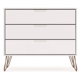 Modern Scandinavian Style Bedroom 3-Drawer Dresser in Off-White