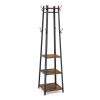 Modern Metal Frame Wood Shelf Coat Rack with 3-Shelves