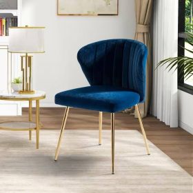 Navy Blue Wingback Accent Chair w/ Gold Metal Legs