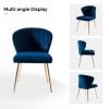 Navy Blue Wingback Accent Chair w/ Gold Metal Legs