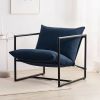 Modern  Accent Chair in Navy Blue Upholstered with Metal Frame