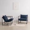 Modern  Accent Chair in Navy Blue Upholstered with Metal Frame