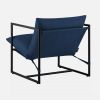 Modern  Accent Chair in Navy Blue Upholstered with Metal Frame