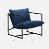 Modern  Accent Chair in Navy Blue Upholstered with Metal Frame