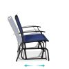 Patio Loveseat Swing Glider Rocker with Armrests in Navy Blue