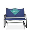 Patio Loveseat Swing Glider Rocker with Armrests in Navy Blue