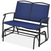 Patio Loveseat Swing Glider Rocker with Armrests in Navy Blue