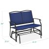 Patio Loveseat Swing Glider Rocker with Armrests in Navy Blue