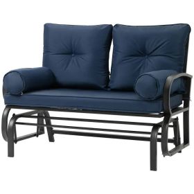 Patio Rocking Loveseat with Navy Blue Cushions