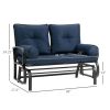 Patio Rocking Loveseat with Navy Blue Cushions