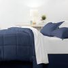 Queen Navy Microfiber Baffle-Box 6-Piece Reversible Bed-in-a-Bag Comforter Set