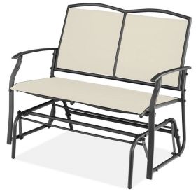 Patio Loveseat Swing Glider Rocker with Armrests in Off White