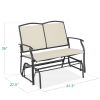 Patio Loveseat Swing Glider Rocker with Armrests in Off White