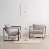 Modern Accent Chair in Beige Grey Tan Oatmeal with Metal Frame