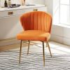 Orange Wingback Accent Side Chair with Gold Metal Legs