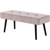 Mid-Century Pink Corduroy Upholstered Bench with Black Metal Legs