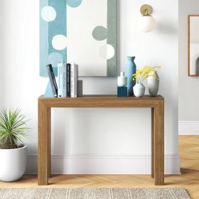 Solid Wood Modern Accent Console Table in Medium Brown Pecan Finish