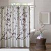 Shower Curtain with Purple Grey Beige Floral Blossom Pattern