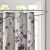 Shower Curtain with Purple Grey Beige Floral Blossom Pattern