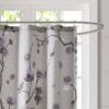 Shower Curtain with Purple Grey Beige Floral Blossom Pattern