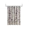 Shower Curtain with Purple Grey Beige Floral Blossom Pattern