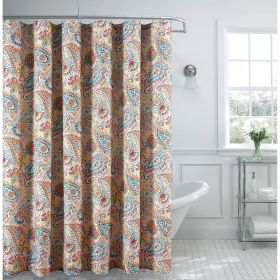 Paisley Shower Curtain in Vibrant Teal Red Yellow White